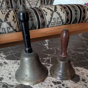 2 Antique School Bells.  Both Work.